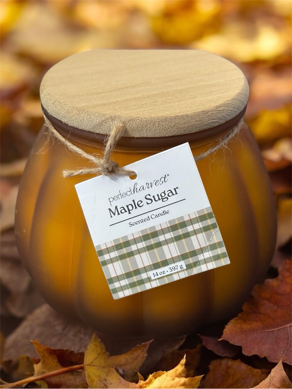 Maple Sugar Scented Candle - Amber Jar with Wooden Lid